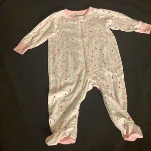 White one piece with colorful polkadots